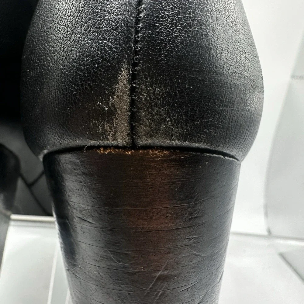 Thursday Boots Co. Uptown Everyday Boot Side Zip Block Heel Black Leather Size 9
